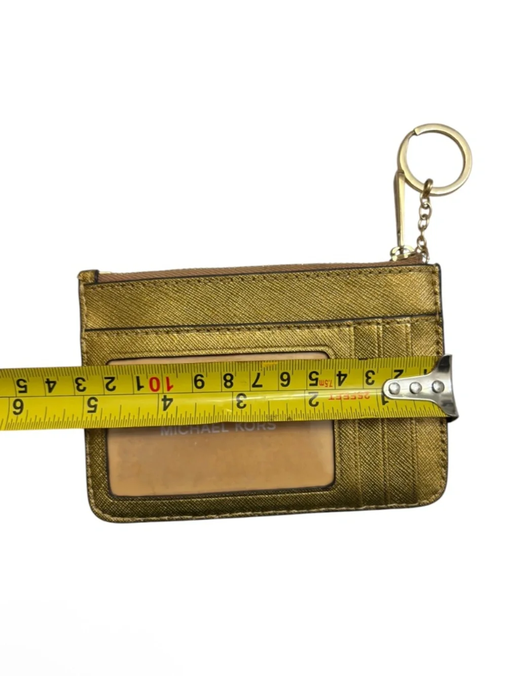 Michael kors gold saffiano leather keyring cardholder wallet
